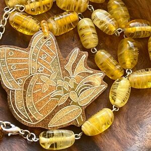 BIRCH HILL glass beaded butterfly necklace